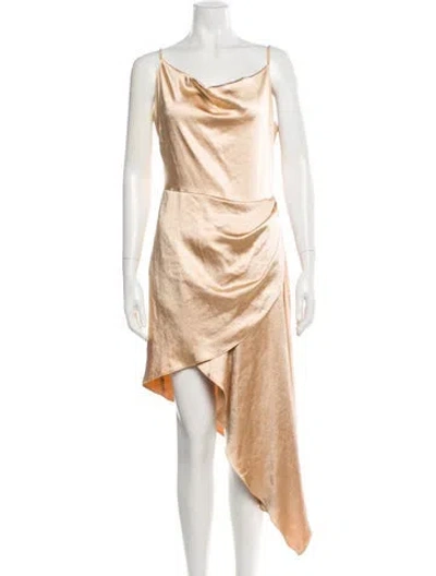 Pre-owned Elliatt Cowl Neck Midi Length Dress In Neutral