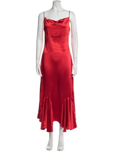Pre-owned Elliatt Cowl Neck Midi Length Dress In Red