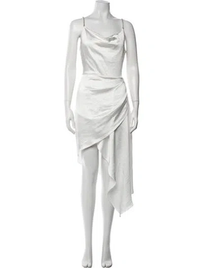 Pre-owned Elliatt Cowl Neck Midi Length Dress In White