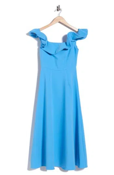 Elliatt Dali Off The Shoulder Midi Dress In Blue
