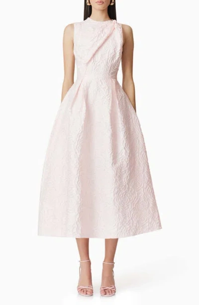 Elliatt Deanna Rose Jacquard Cocktail Midi Dress In Pink