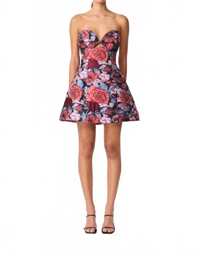 Elliatt Delphine Tulip Mini Dress In Pink Black Floral In Multi