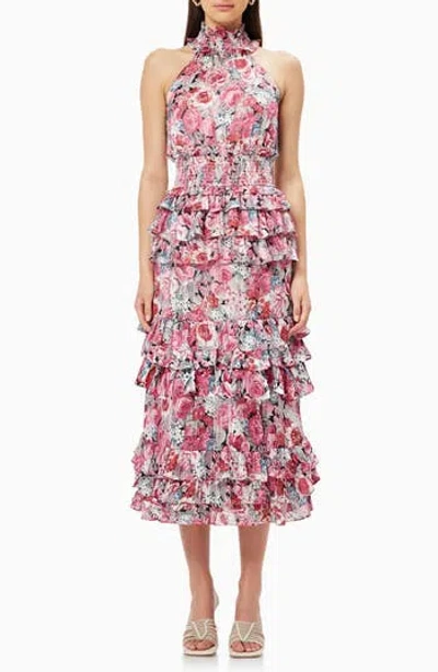 Elliatt Dunmore Floral Tiered Georgette Cocktail Dress In Multi