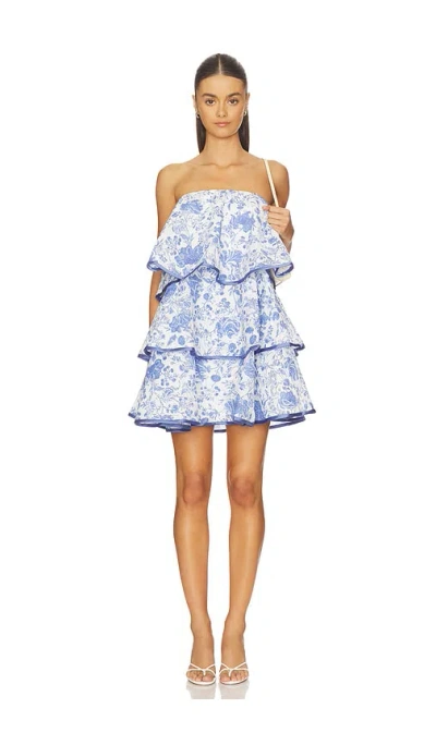 Elliatt Elin Strapless Frilled Mini Dress In Blue