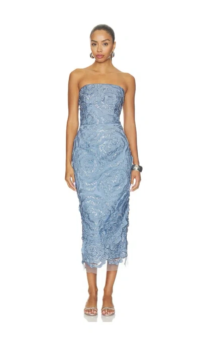 Elliatt Elisa Strapless Midi Dress In Blue