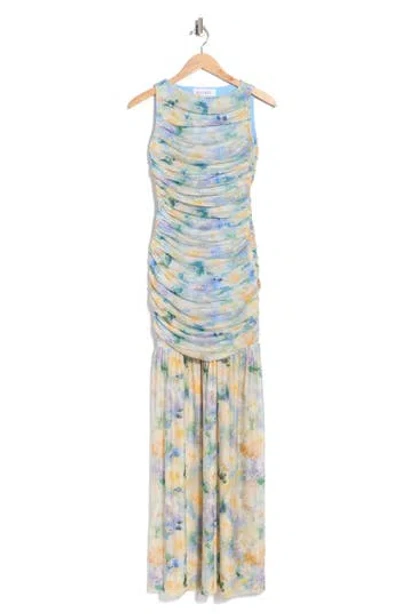Elliatt Elise Ruched Maxi Dress In Blue Multi