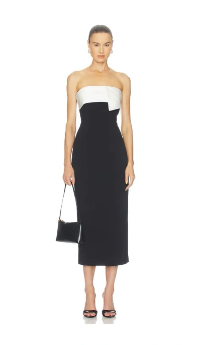 Elliatt Elysia Satin Contrast Midi Dress In Black