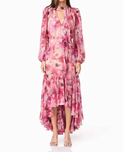 Elliatt Evalina Long Sleeve Maxi Dress In Pink Multi