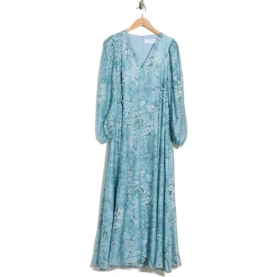 Elliatt Faye Long Sleeve Maxi Dress In Blue Multi