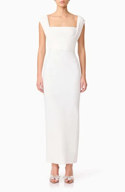 Elliatt Fiona Square Neck Drape Back Column Gown In White