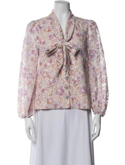 Pre-owned Elliatt Floral Print Jacket W/ Tags In Purple