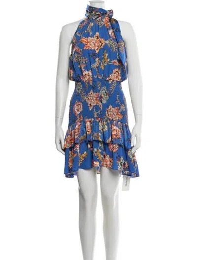 Pre-owned Elliatt Floral Print Knee-length Dress In Blue
