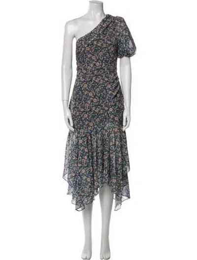 Pre-owned Elliatt Floral Print Long Dress In Blue