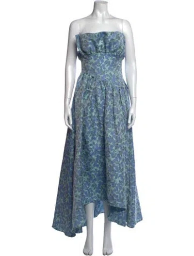 Pre-owned Elliatt Floral Print Long Dress In Blue