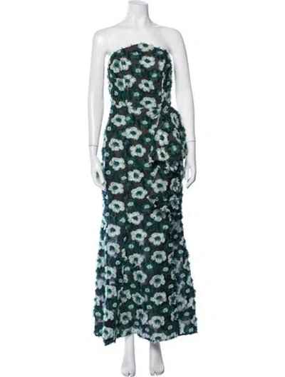 Pre-owned Elliatt Floral Print Long Dress In Green