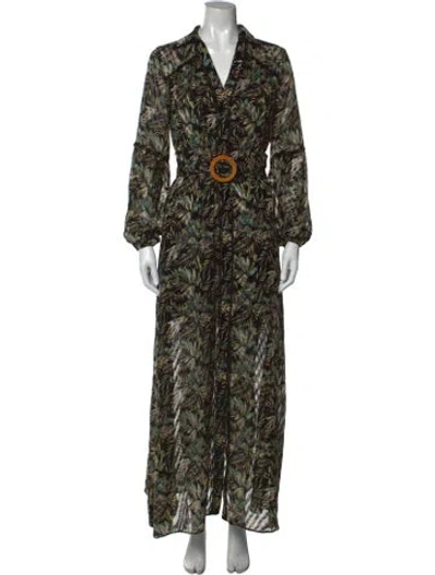 Pre-owned Elliatt Floral Print Long Dress In Green