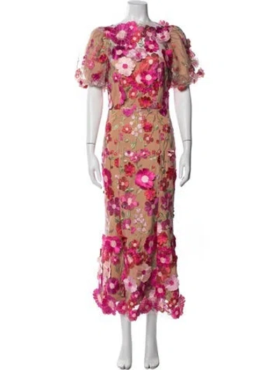 Pre-owned Elliatt Floral Print Long Dress In Neutrals