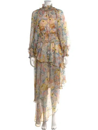 Pre-owned Elliatt Floral Print Long Dress In Neutrals