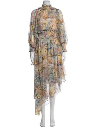 Pre-owned Elliatt Floral Print Long Dress In Neutrals
