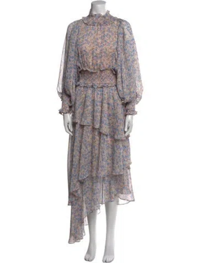 Pre-owned Elliatt Floral Print Long Dress In Pink