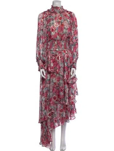 Pre-owned Elliatt Floral Print Long Dress In Pink