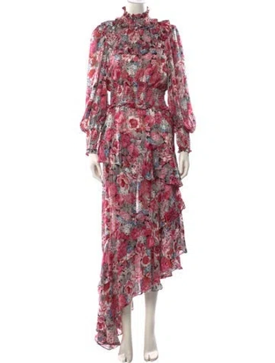 Pre-owned Elliatt Floral Print Long Dress In Pink