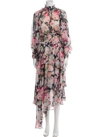 Pre-owned Elliatt Floral Print Long Dress In Pink