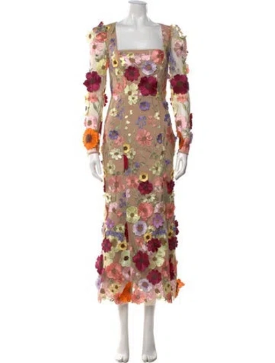 Pre-owned Elliatt Floral Print Long Dress In Pink