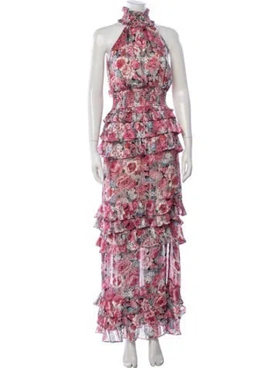 Pre-owned Elliatt Floral Print Long Dress In Pink