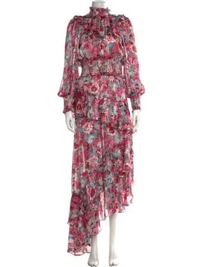Pre-owned Elliatt Floral Print Long Dress In Pink