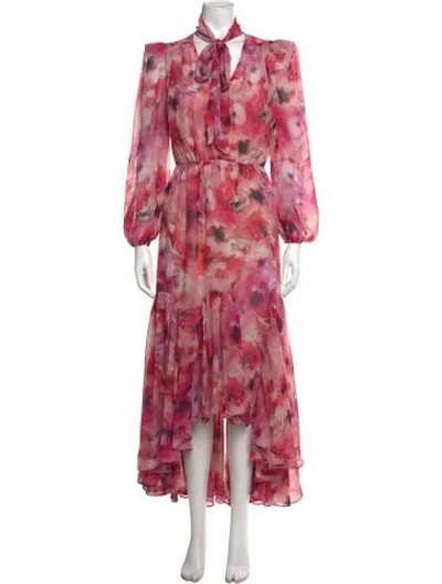 Pre-owned Elliatt Floral Print Long Dress In Pink