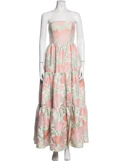 Pre-owned Elliatt Floral Print Long Dress In Pink