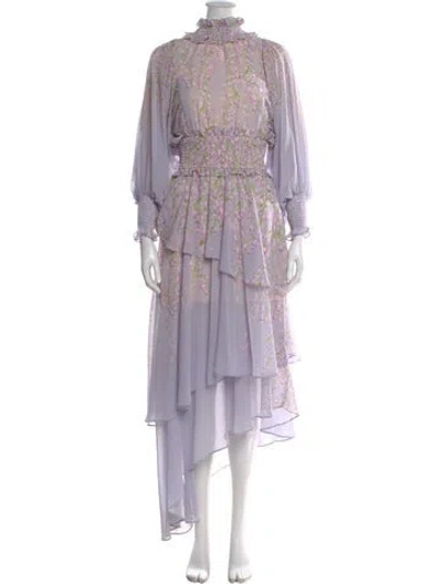 Pre-owned Elliatt Floral Print Long Dress In Purple