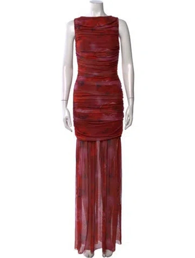 Pre-owned Elliatt Floral Print Long Dress In Red