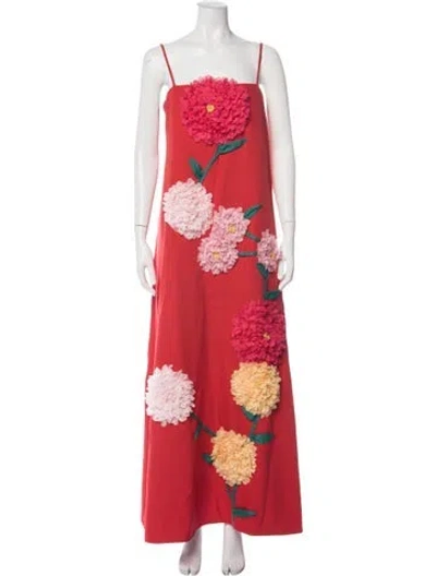 Pre-owned Elliatt Floral Print Long Dress In Red