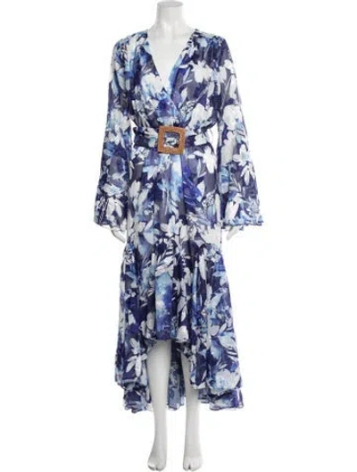 Pre-owned Elliatt Floral Print Long Dress W/ Tags In Blue