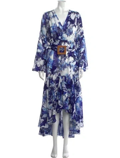 Pre-owned Elliatt Floral Print Long Dress W/ Tags In Blue