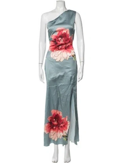 Pre-owned Elliatt Floral Print Long Dress W/ Tags In Blue