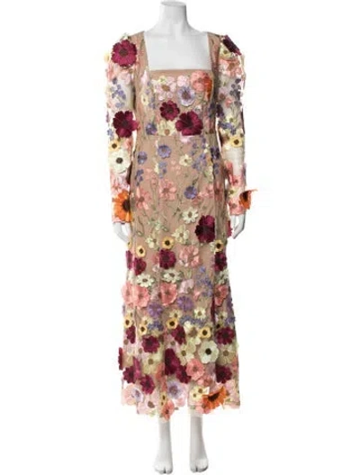Pre-owned Elliatt Floral Print Long Dress W/ Tags In Neutrals