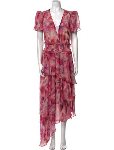 Pre-owned Elliatt Floral Print Long Dress W/ Tags In Pink