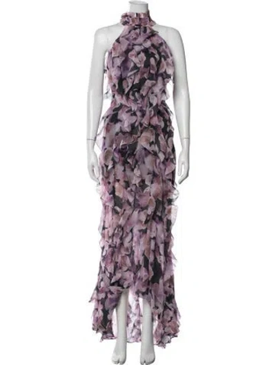 Pre-owned Elliatt Floral Print Long Dress W/ Tags In Purple