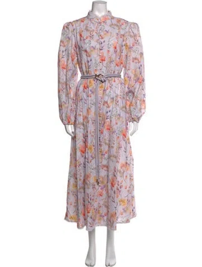 Pre-owned Elliatt Floral Print Long Dress W/ Tags In Purple