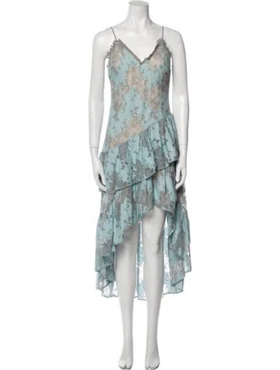 Pre-owned Elliatt Floral Print Midi Length Dress In Blue