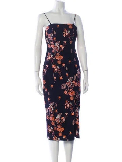 Pre-owned Elliatt Floral Print Midi Length Dress In Blue
