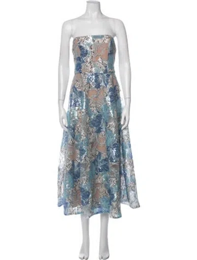 Pre-owned Elliatt Floral Print Midi Length Dress In Blue