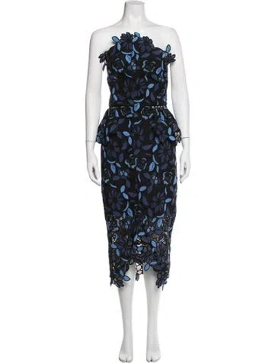 Pre-owned Elliatt Floral Print Midi Length Dress In Blue