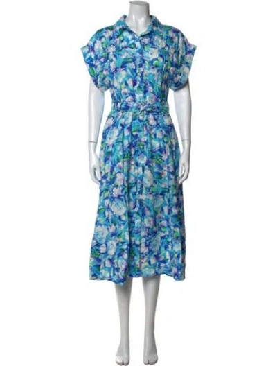 Pre-owned Elliatt Floral Print Midi Length Dress In Blue