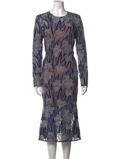 Pre-owned Elliatt Floral Print Midi Length Dress In Blue