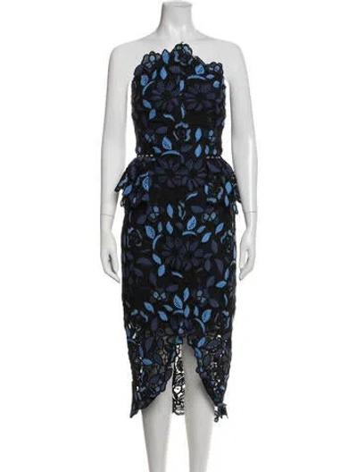Pre-owned Elliatt Floral Print Midi Length Dress In Blue