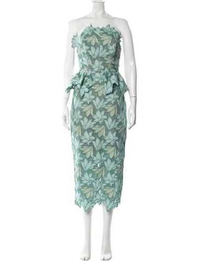 Pre-owned Elliatt Floral Print Midi Length Dress In Green
